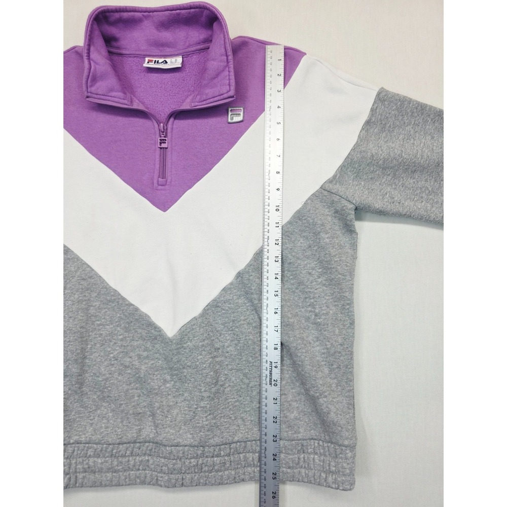FILA Women's XL Quarter Zip Colorblock Sweatshirt Purple White Gray Pullover - Picture 6 of 10